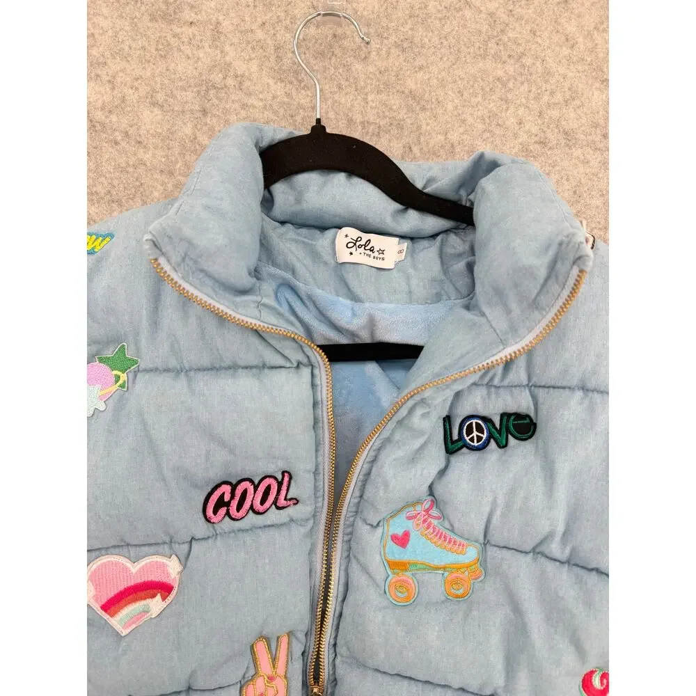 Lola + The Boys Cool Love Blue Puffer Jacket Kids Size 8